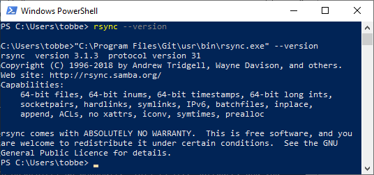 rsync over SSH